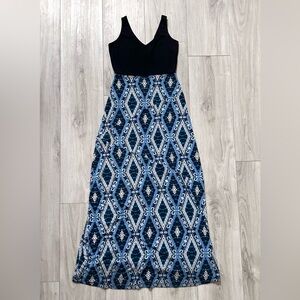 (New) Tart Black and Blue Sleeveless Maxi Sundress